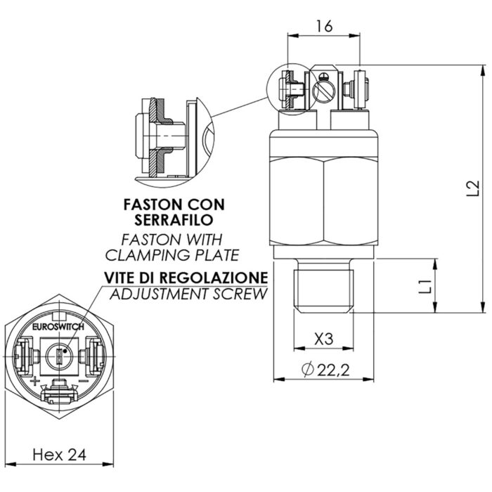 Presostato de pistón, modelo 30-30V esquema