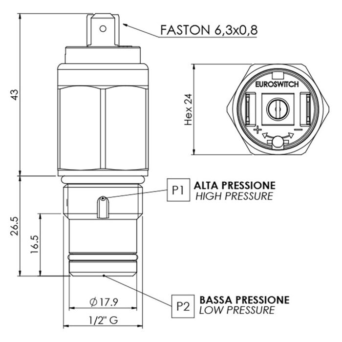 Interruptor eléctrico de presión diferencial modelo 80 esquema