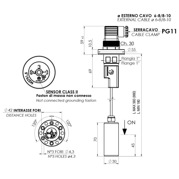 Interruptores verticales especiales, modelo IMM esquema