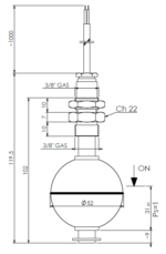 Interruptor de nivel vertical, modelo IMS esquema