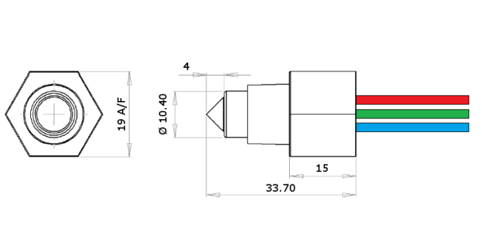 Interruptor de nivel electroóptico Optomax, gama industrial esquema