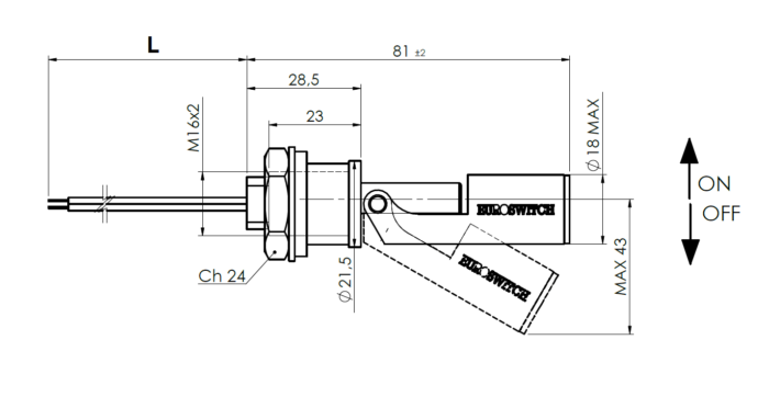 Interruptor de nivel electromagnético, modelo P520P esquema