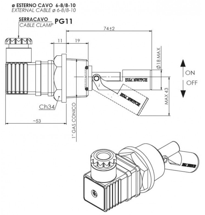 Interruptores horizontales, modelos P531-P540 esquema