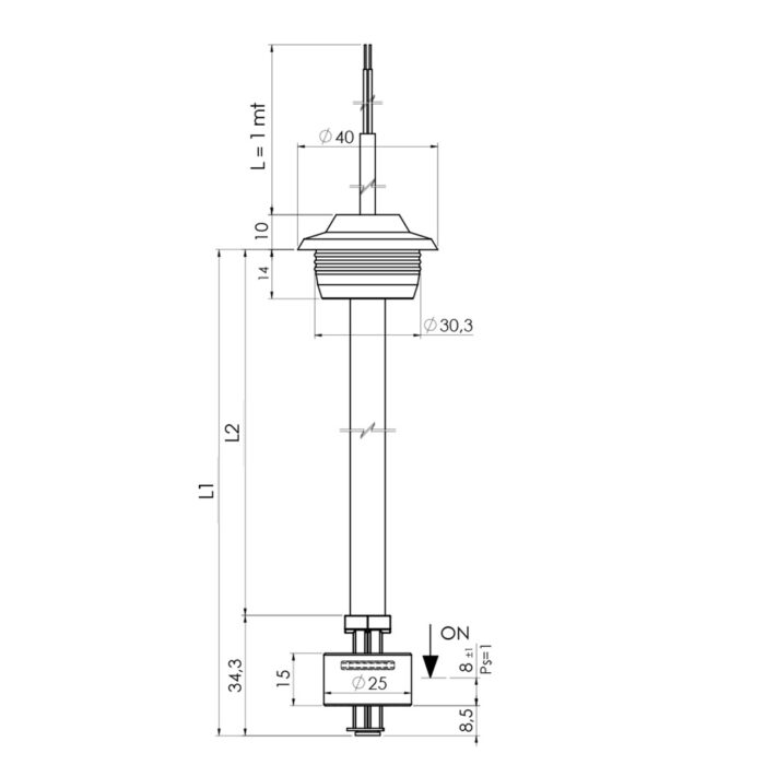 Interruptor de nivel electromagnético, modelo P650 esquema