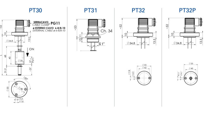 Esquema interruptor de nivel electromagnético modelo PT Euroswitch