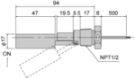 Interruptor de nivel horizontal de montaje lateral, modelo P595 esquema